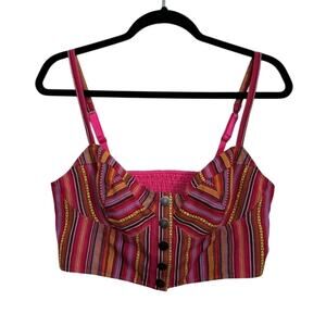 L'Amour Nanette Lepore Women's XL Crop Tank Top Boho Festival Multicolor Stripes